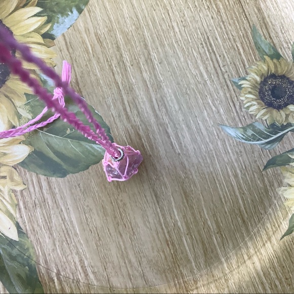 Raw amethyst crystal necklace handmade macrame cage string necklace - Picture 3 of 7